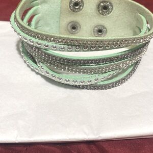 Lime green silver lining bracelet